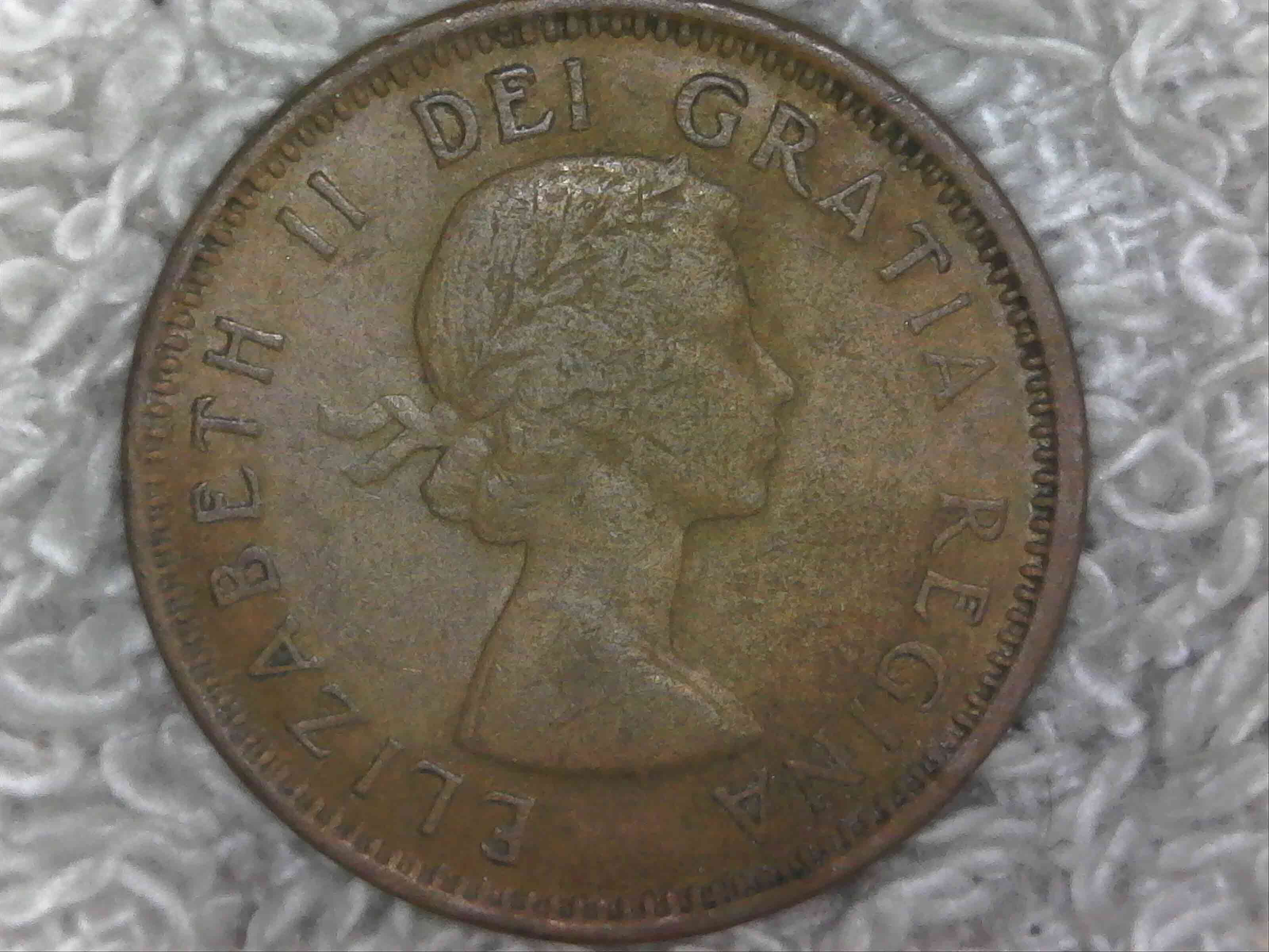 1955-Canadian-Cent,-Strapless-Or-Just-Worn?